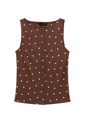 New Look, POLKA DOT BUTTON UP TANK TOP - Chaleco - brown pattern