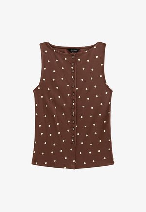 New Look, POLKA DOT BUTTON UP TANK TOP - Waistcoat - brown pattern