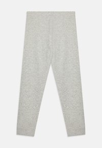 Grijze katoenen leggings met een gladde textuur en een aansluitend ontwerp, zonder zichtbare patronen en een eenvoudige, strakke afwerking.