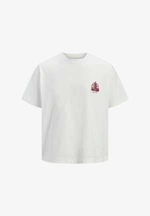 Jack & Jones, JORMAINE BACK TEE SS CREW NECK LN PLS - Nyomott mintás póló - cloud dancer