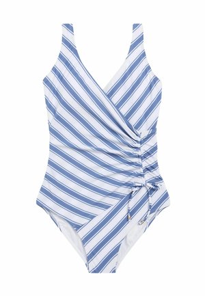 RUCHED SIDE TUMMY CONTROL - Badeanzug - blue white stripe