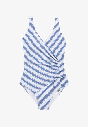 RUCHED SIDE TUMMY CONTROL PETITE - Maillot de bain - blue white stripe