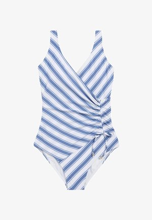 RUCHED SIDE TUMMY CONTROL - Badedragt - blue white stripe