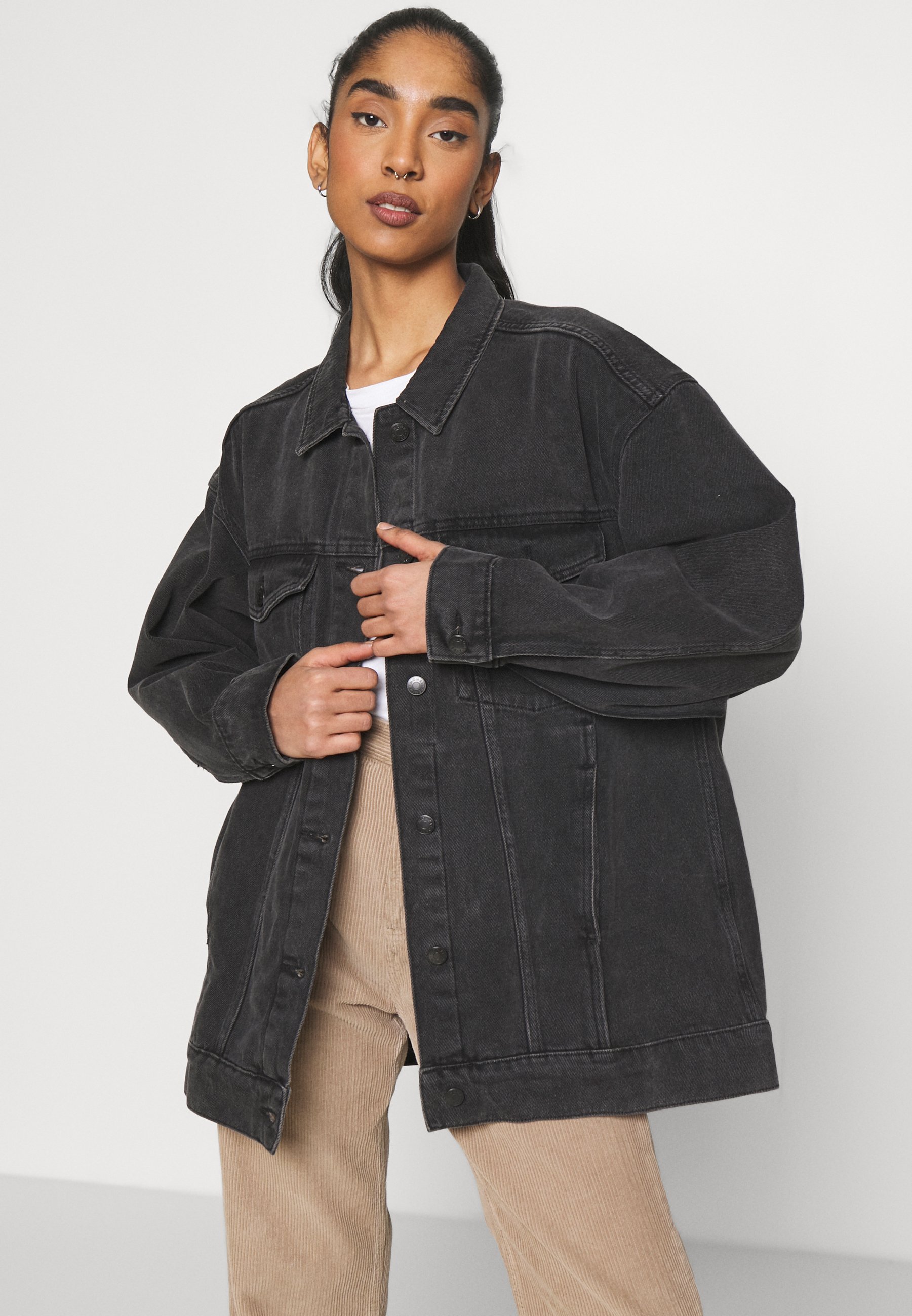 monki black denim jacket