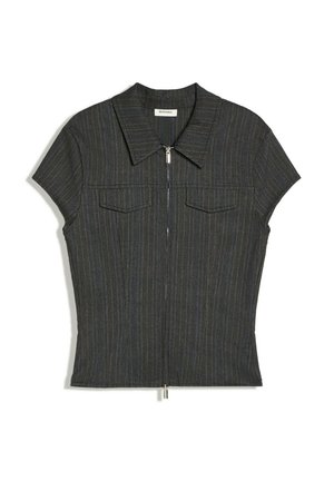 Bershka, SHORT SLEEVE ZIP - SHIRT - Blouse - dark grey