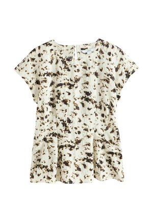 Next, SOFT PEPLUM SHORT SLEEVE TOP - Bluse - ecru speckle print