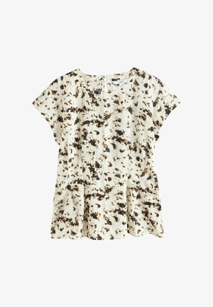 Next, SOFT PEPLUM SHORT SLEEVE TOP - Bluse - ecru speckle print