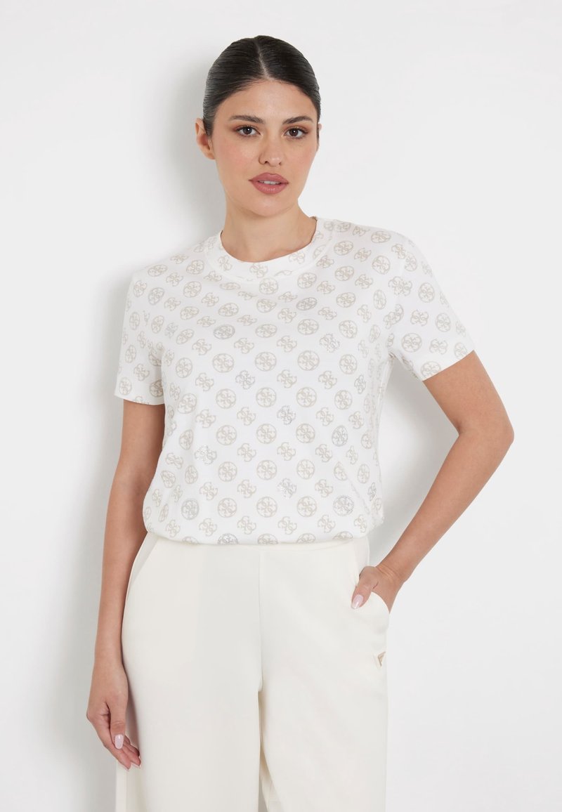 Guess 4G LOGO ALL OVER - T-shirt print - mehrfarbig beige