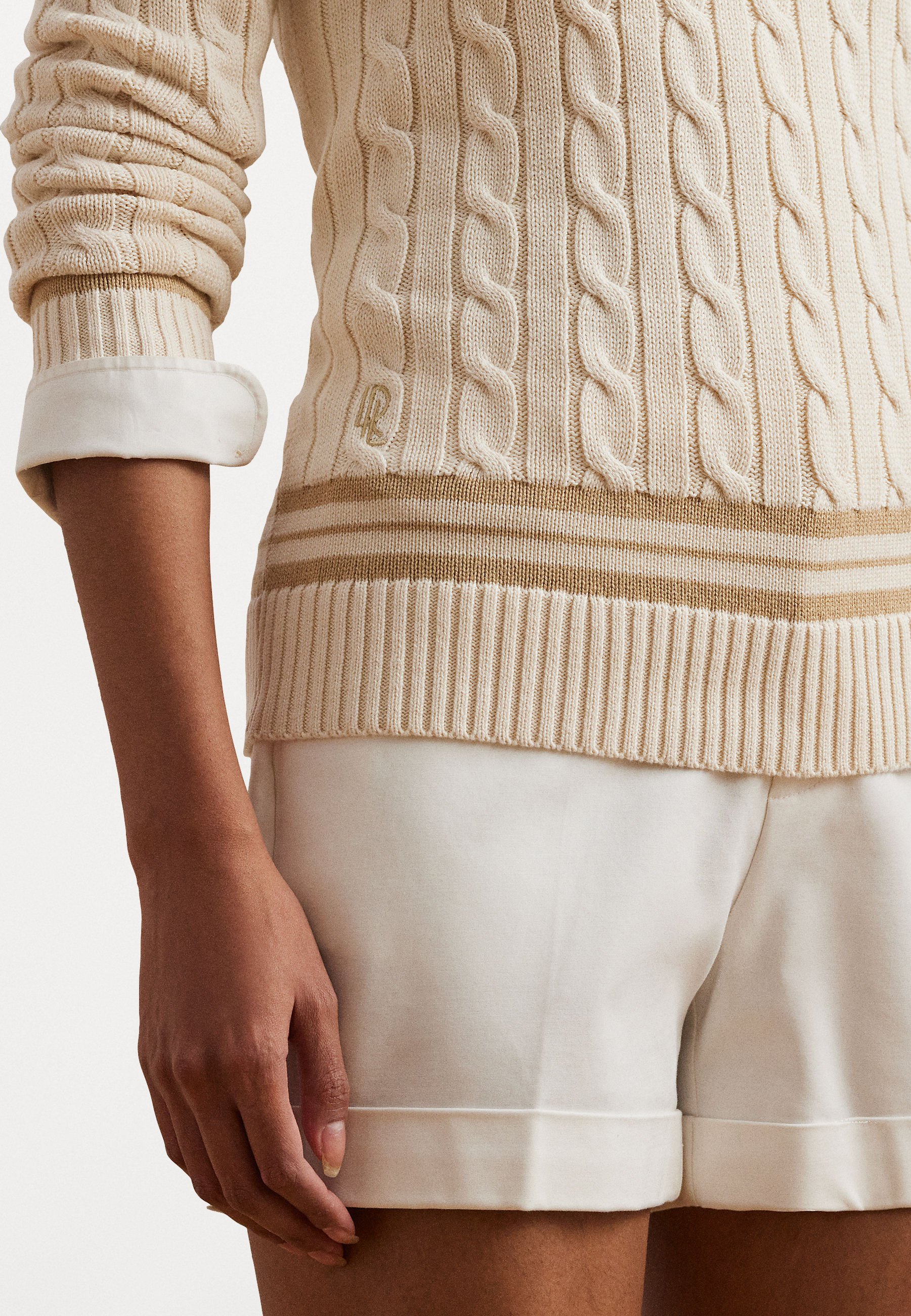 売れ筋商品|||ラルフローレン ニット&セーター レディース アウター GASSED COTTON SWEATER - Jumper - mascarpone cream/sand dune Lauren Ralph Lauren GASSED COTTON SWEATER - Jumper