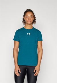 Under Armour RIVAL CORE - T-shirt - bas - hydro teal/white