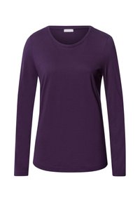 Paars shirt met lange mouwen, gemaakt van zachte stof, met een ronde halslijn en een relaxed fit, heeft een gladde textuur en een gebogen zoom.