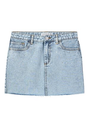 WITH RHINESTONES - Gonna di jeans - var blu denim chiaro
