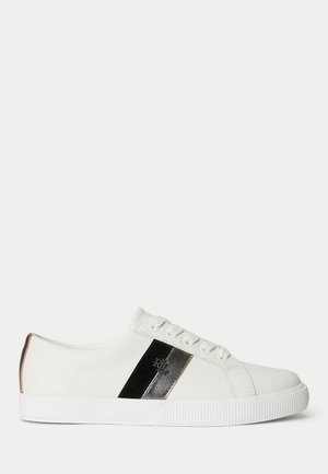 Lauren Ralph Lauren, JANSON II METALLIC-TRIM LEATHER SNEAKER - Baskets basses - dckwsh white/drk pewter/black