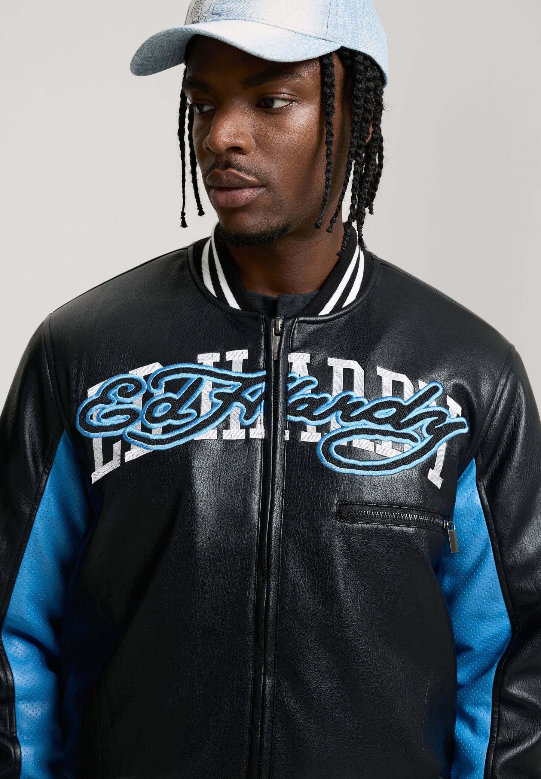 Ed Hardy MENS 1971 PANTHER PU VARSITY BOMBER - Faux leather jacket