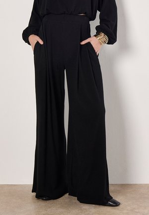 WIDE LEG - Tygbyxor - black