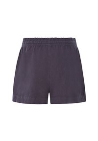 Shorts décontractés gris foncé avec une ceinture élastique et un ourlet simple, visibles de face sur fond blanc.