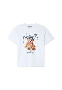 Terranova CON ORSETTO E SCRITTE - T-shirt con stampa - bianco ottico