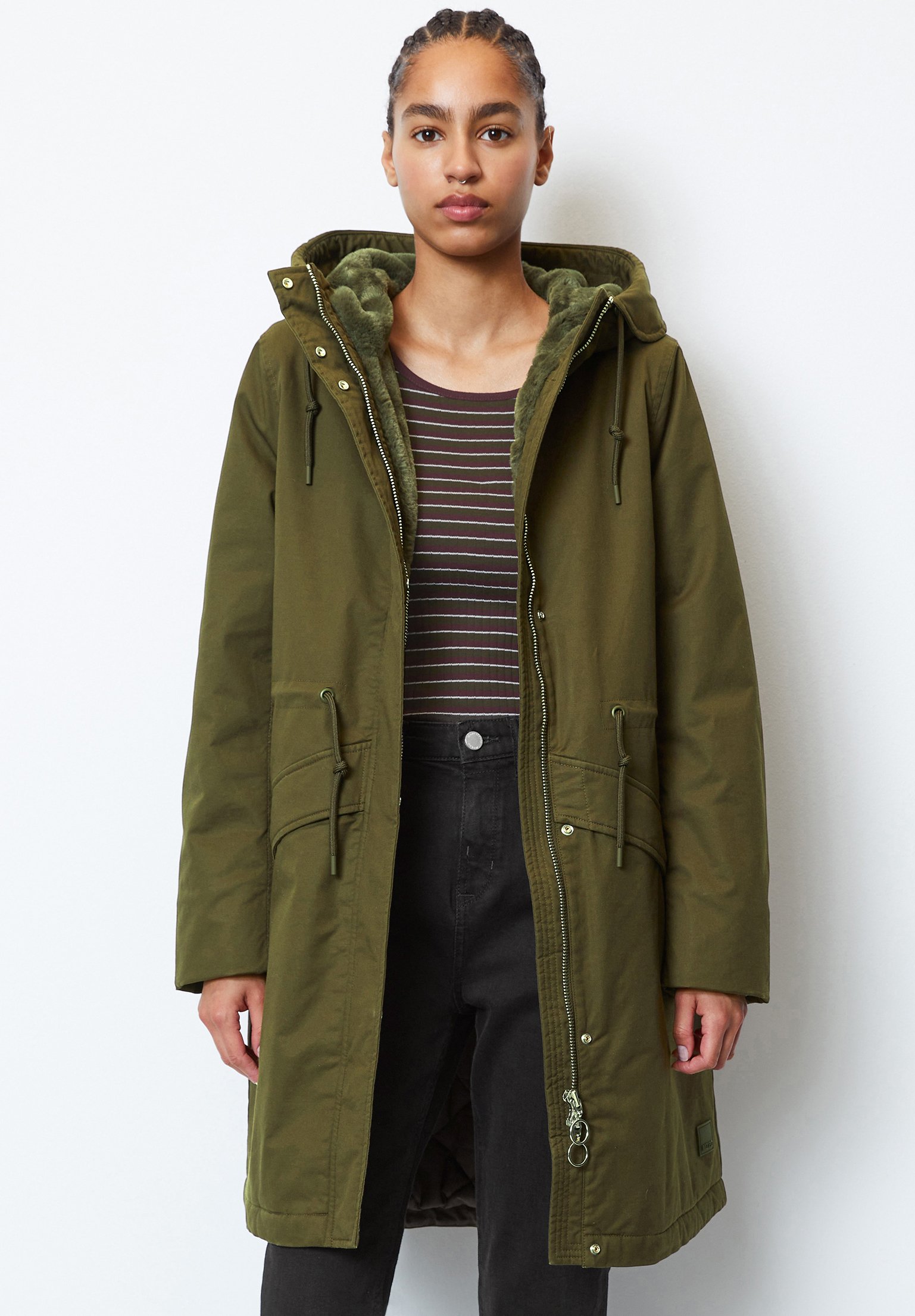 Marc O'Polo DENIM ORGANIC PADDED ZIPPER HOOD WITH - Wintermantel - slate  green/grün - Zalando.de