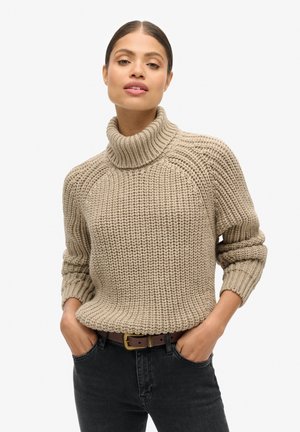 SLOUCHY STITCH ROLL NECK - Stickad tröja - soft beige marl