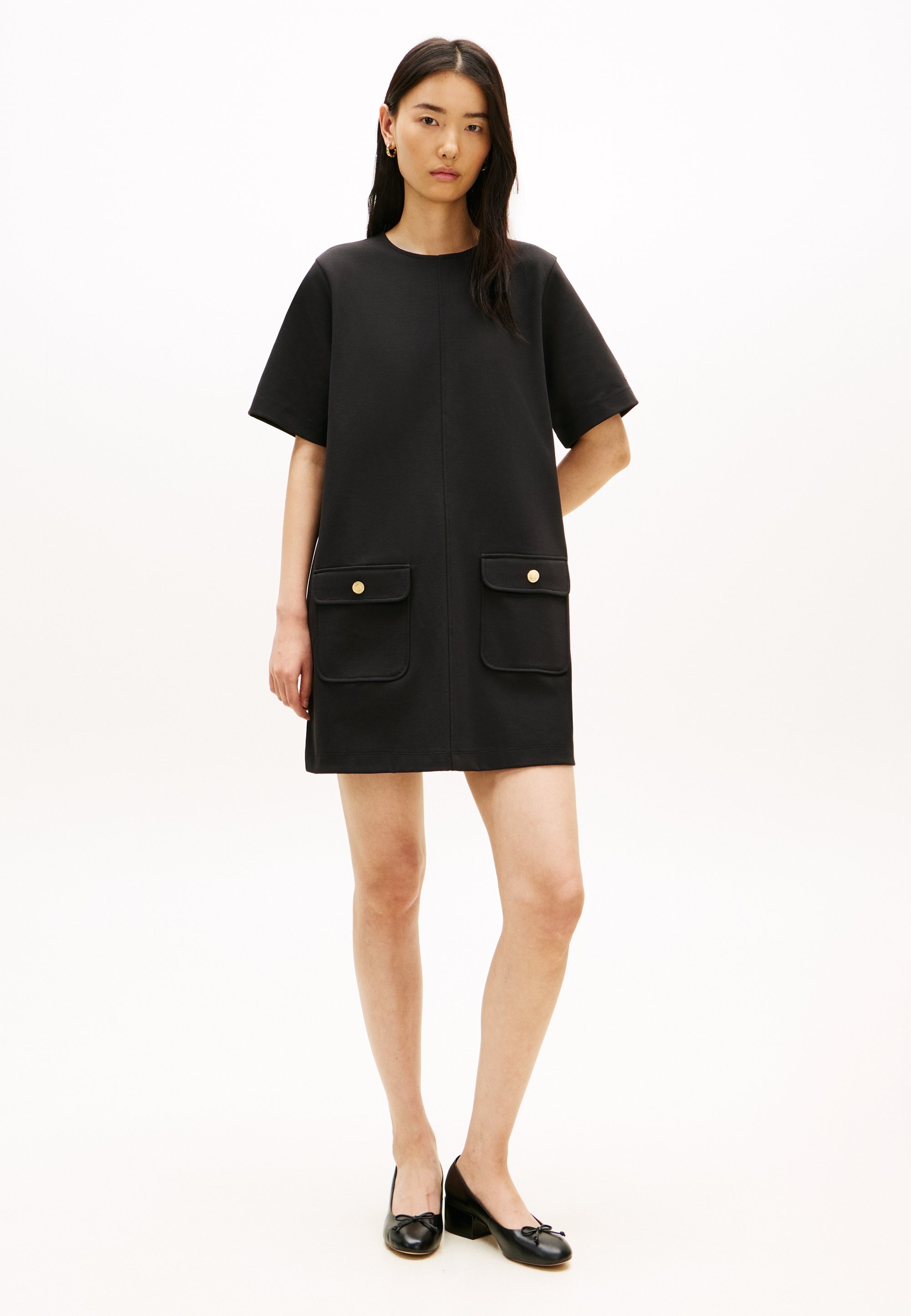 Tommy Hilfiger GOLD-TONE BUTTON MINI SHIFT DRESS - Shift dress - black - Zalando Tommy Hilfiger GOLD-TONE BUTTON MINI SHIFT DRESS - Shift dress - black - Zalando