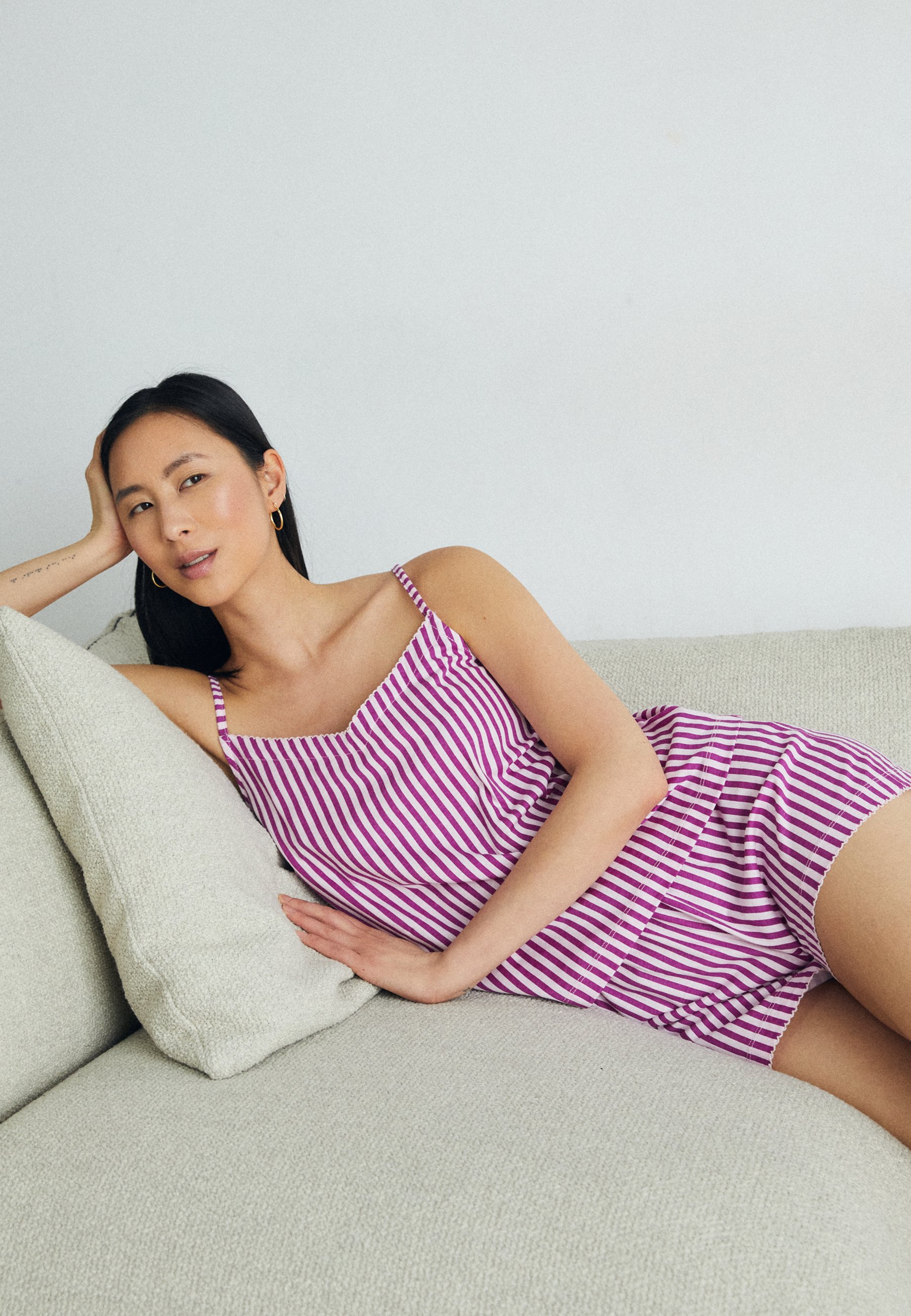 Koton Damen Pyjama Top Schwarz - Spaghetti Träger Mit Binding Detail