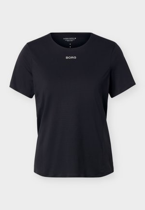 Sort t-shirt med korte ærmer og rund hals med hvidt "BORG"-logo placeret midt på brystet.