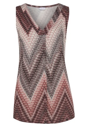 LASCANA Bluse - sand  bordeaux bedruckt