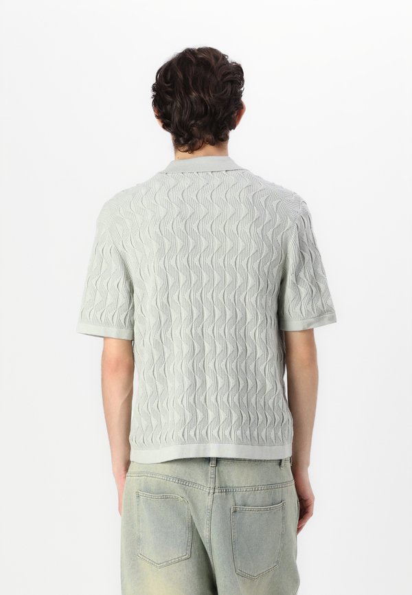 Geometric Stitch Button-Through Sweater Polo - Cardigan - mineral gray3