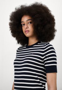 Tommy Hilfiger SHORT SLEEVE KNIT - Pamata T-krekls - breton/desert sky/ivory petal