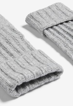 Hallid soonikkoes mansetid, mis on valmistatud pehmest materjalist ja millel on õrn sära. Igal mansetil on rullitud serv ja tekstuuriga viimistlus.