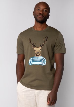 HIRSCH - Print T-shirt - khaki