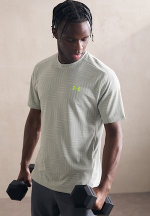 Under Armour TECH VENT GEOTESSA  - Sports T-shirt - hydro green/silica green/high vis yellow