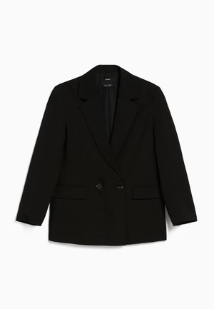 REGULAR­FIT TAILORED - FEMININE-CUT DOUBLE-BREASTED - Pitkä takki - black