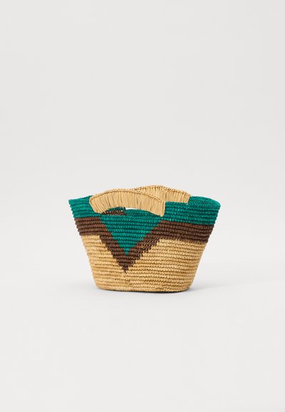 Sensi Studio GEOMETRIC MINI - Kabelka - beige/chocolate/turquoise
