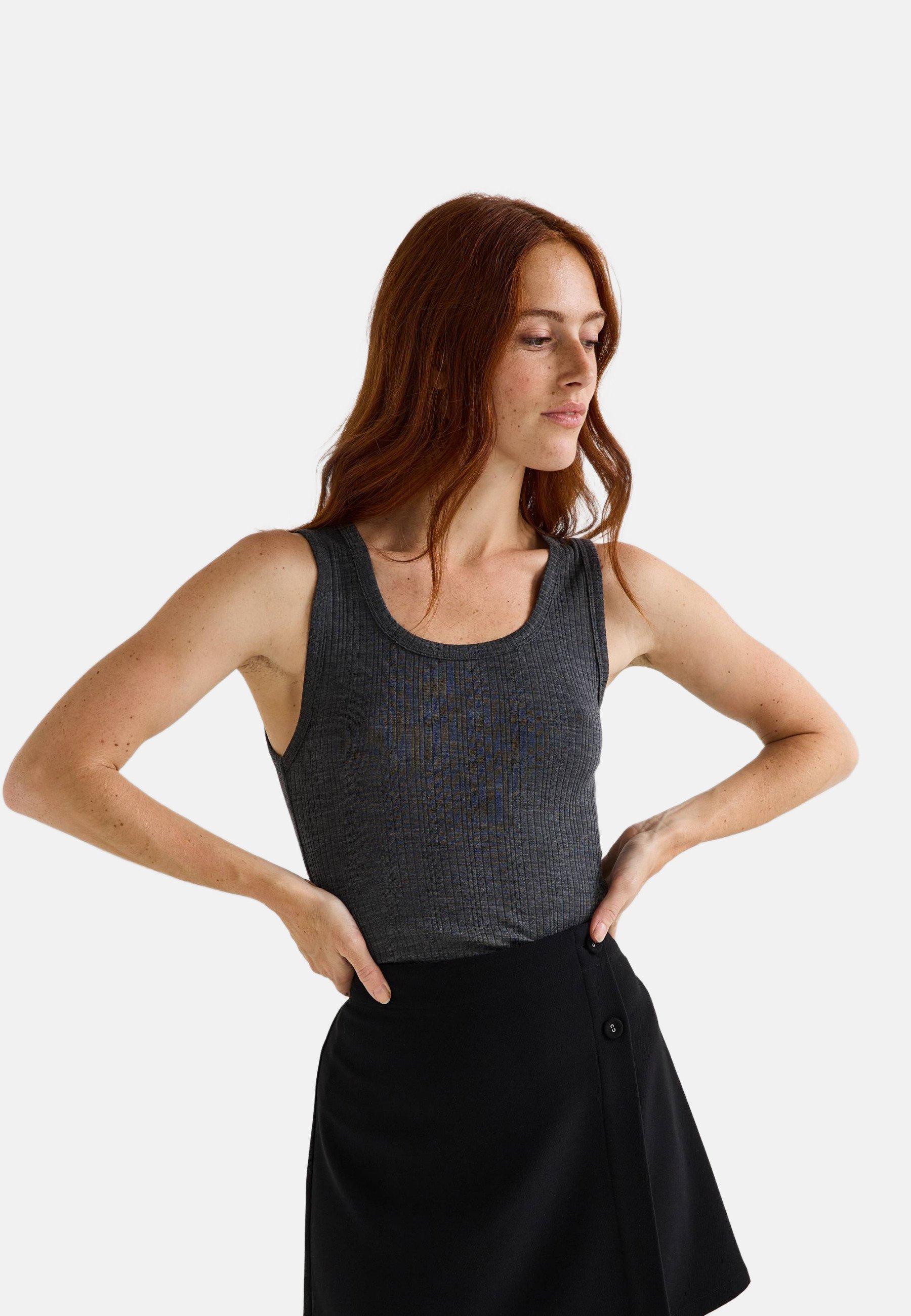 Monoprix Débardeur gris chine fonce/gris foncé