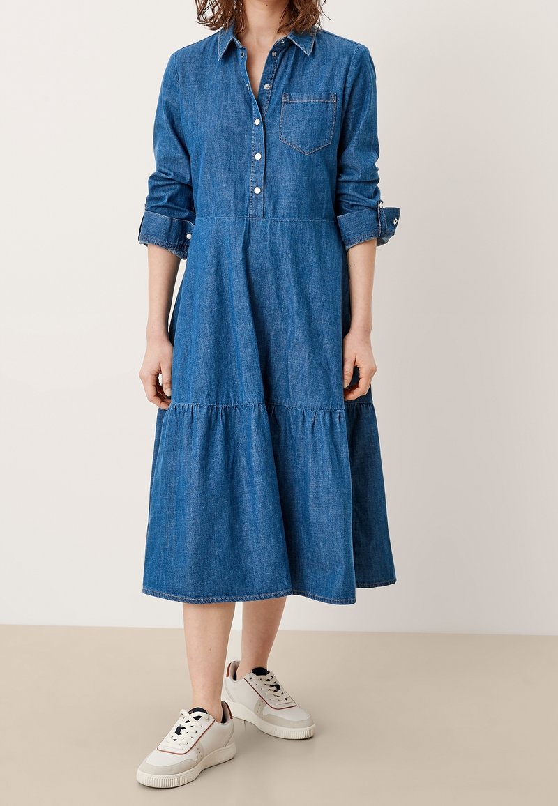 s oliver denim dress Denim dress with slit pockets - Blue