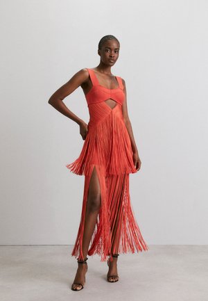 Hervé Léger DRAPED FRINGE CUT OUT GOWN - Oblečenie na špeciálnu príležitosť - flame