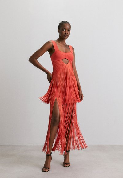 Hervé Léger DRAPED FRINGE CUT OUT GOWN - Occasion wear - flame