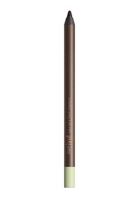 Brauner Eyeliner-Stift mit glatter Finish. Verfügt über eine spitze Mine und einen mintgrünen Akzent an der Basis. Text auf dem Gehäuse aufgedruckt.