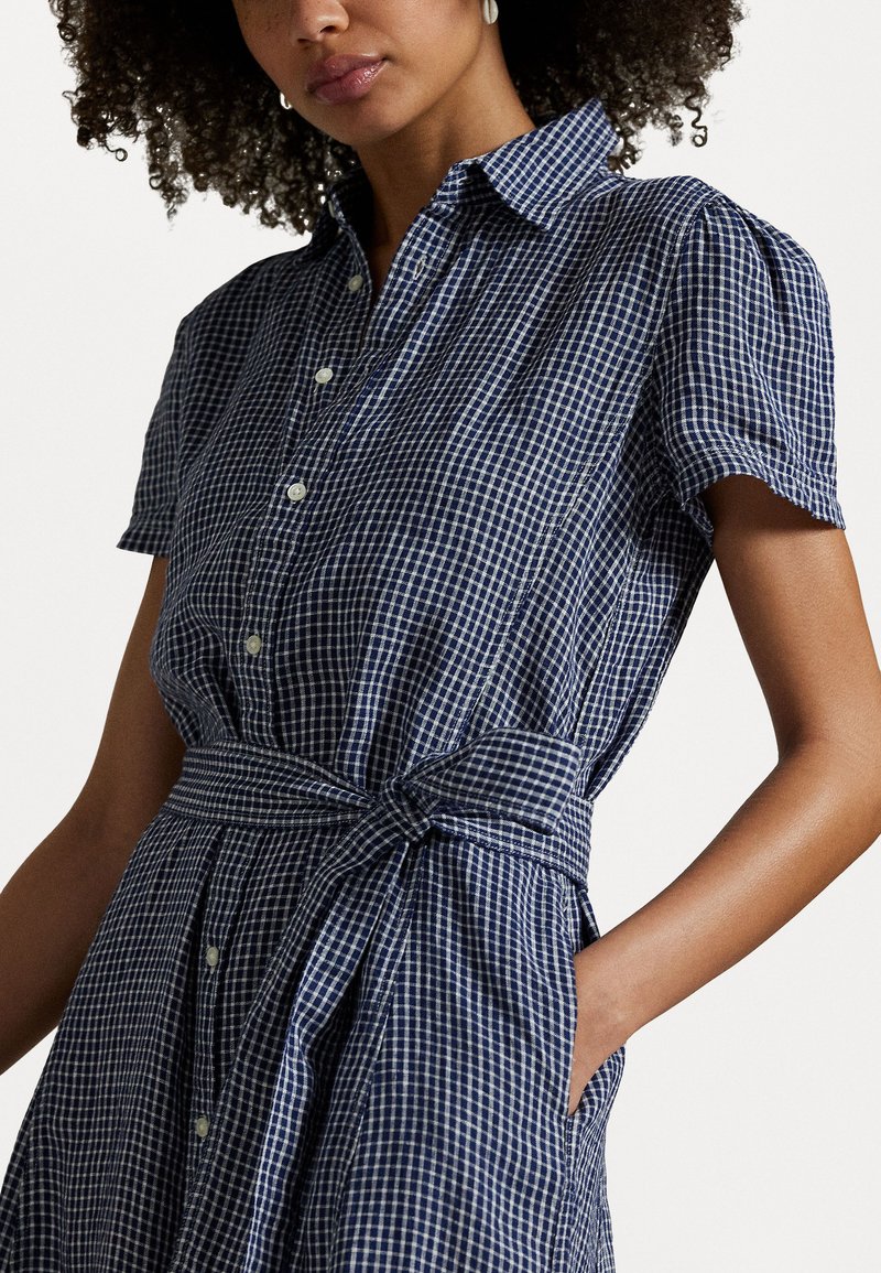 Polo Ralph Lauren Belted Striped Linen Shirtdress - Shirt dress -  blue/white/blue - Zalando