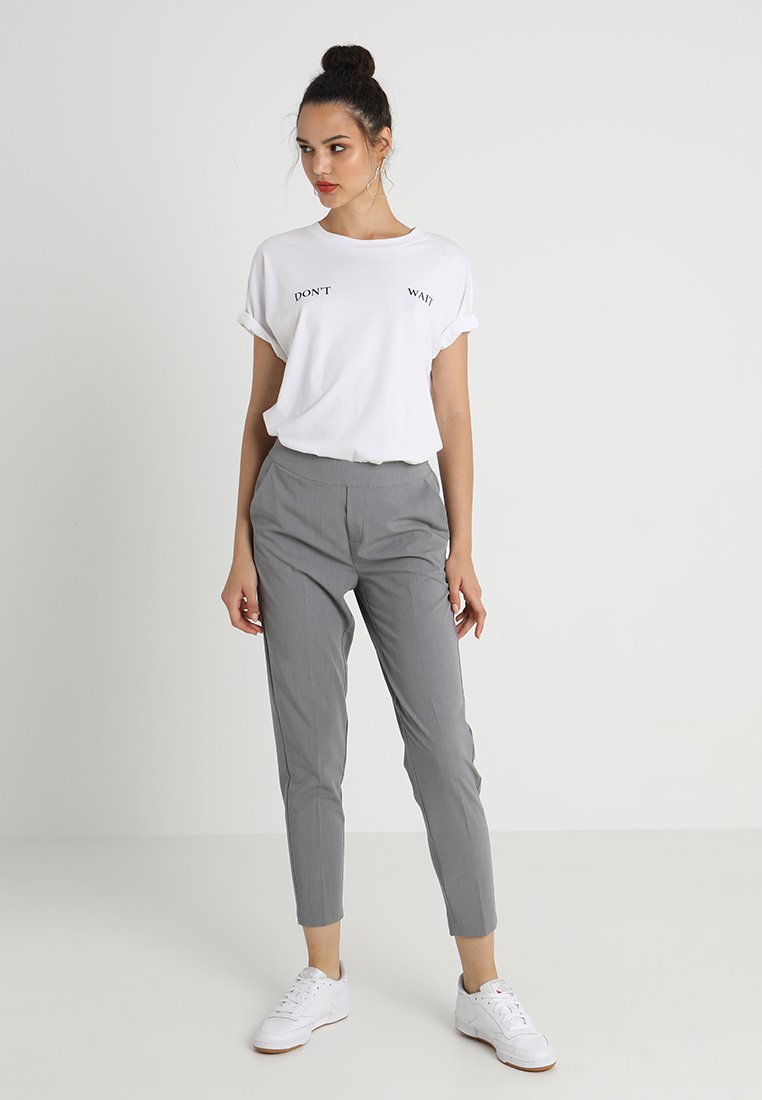 Object OBJCECILIE - Broek - medium grey melange/grijs gemêleerd - Zalando.nl