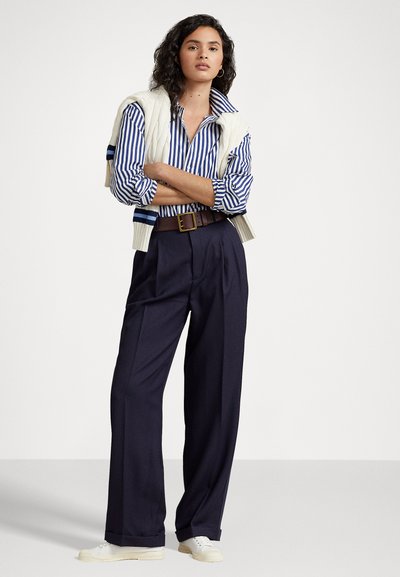 Polo Ralph Lauren WOOL WIDE LEG TUXEDO TROUSER - Calças - navy