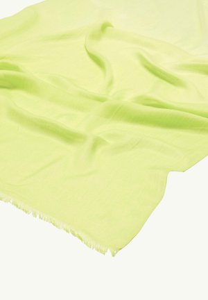 Light green, soft fabric with a smooth texture and fringed edges, draped loosely to showcase its flow and lightweight design.