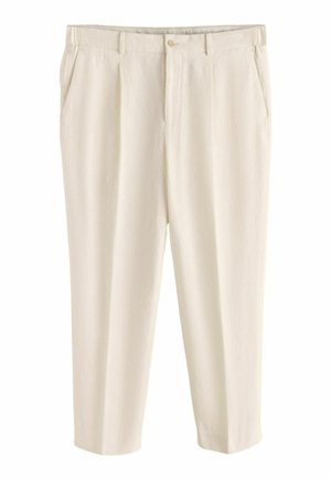 Off-white maßgeschneiderte Hose mit seitlichen Taschen, Knopfverschluss und einer schlanken, geraden Beinführung.