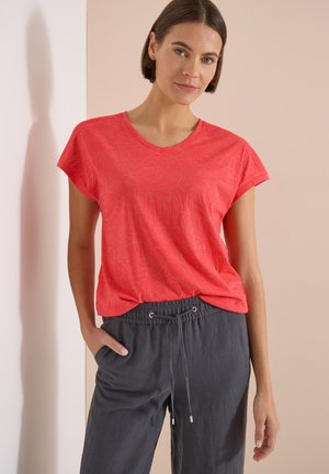 Cecil, T-SHIRT MIT TONALEM AUSBRENNERMUSTER - T-shirt imprimé - coral