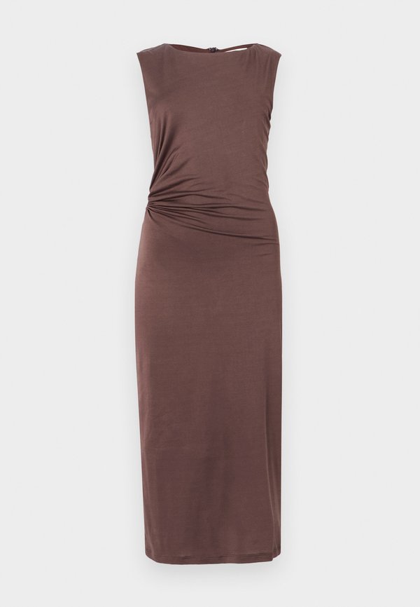 MARQUIS RUCHED CUT OUT MIDI DRESS - Jersey dress - chocolate4
