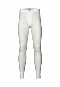 Hvite termoleggings med en myk tekstur, som har et tettsittende design og elastisk midjebånd merket "DOVRE." Jevn, sømløs konstruksjon.