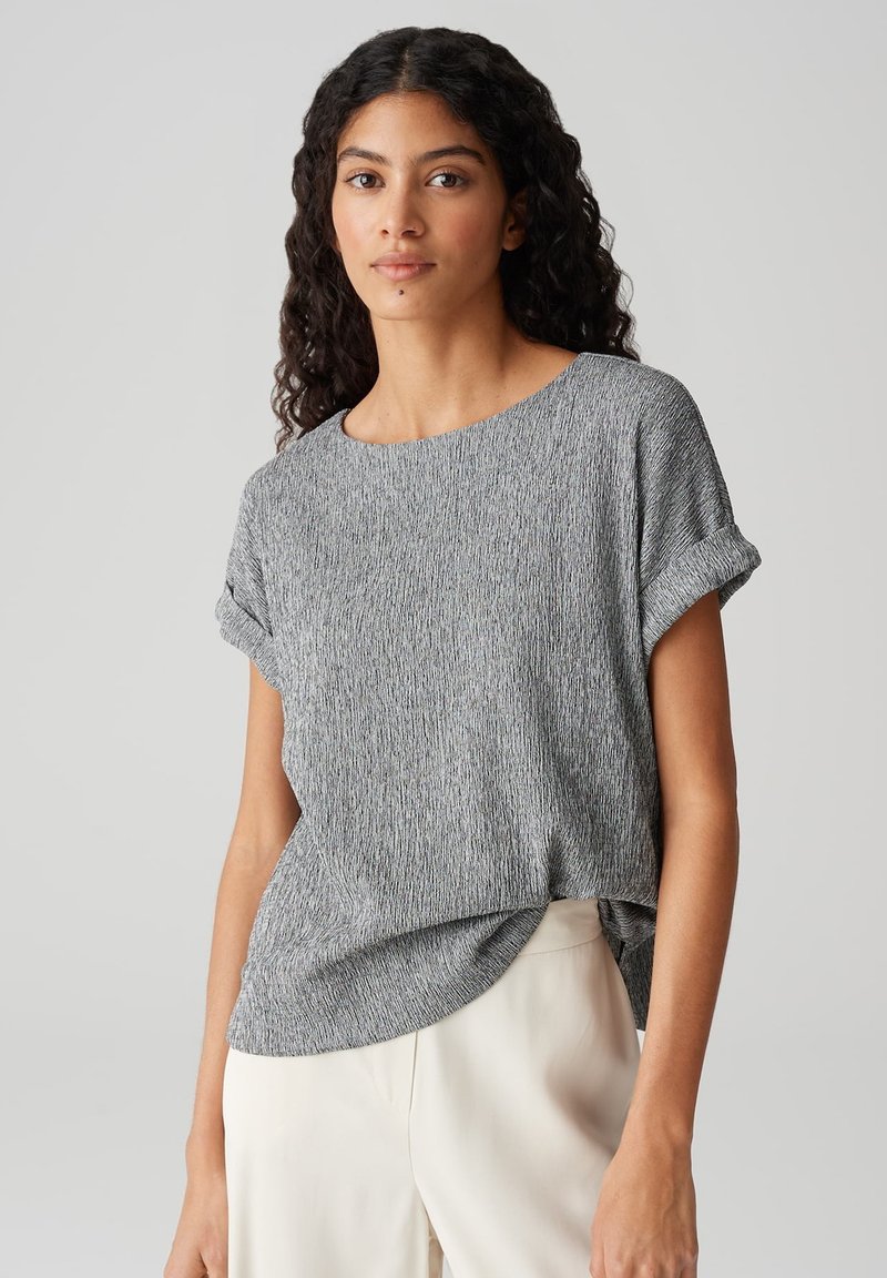 OPUS - REGULAR FIT CRINKLE - Basic T-shirt - coal blue, Enlarge