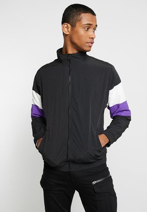 3-TONE CRINKLE TRACK JACKET - Summer jacket - black/white/ultraviolet