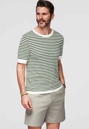 WITH NAUTICAL STRIPES  - T-shirt con stampa - olive and white